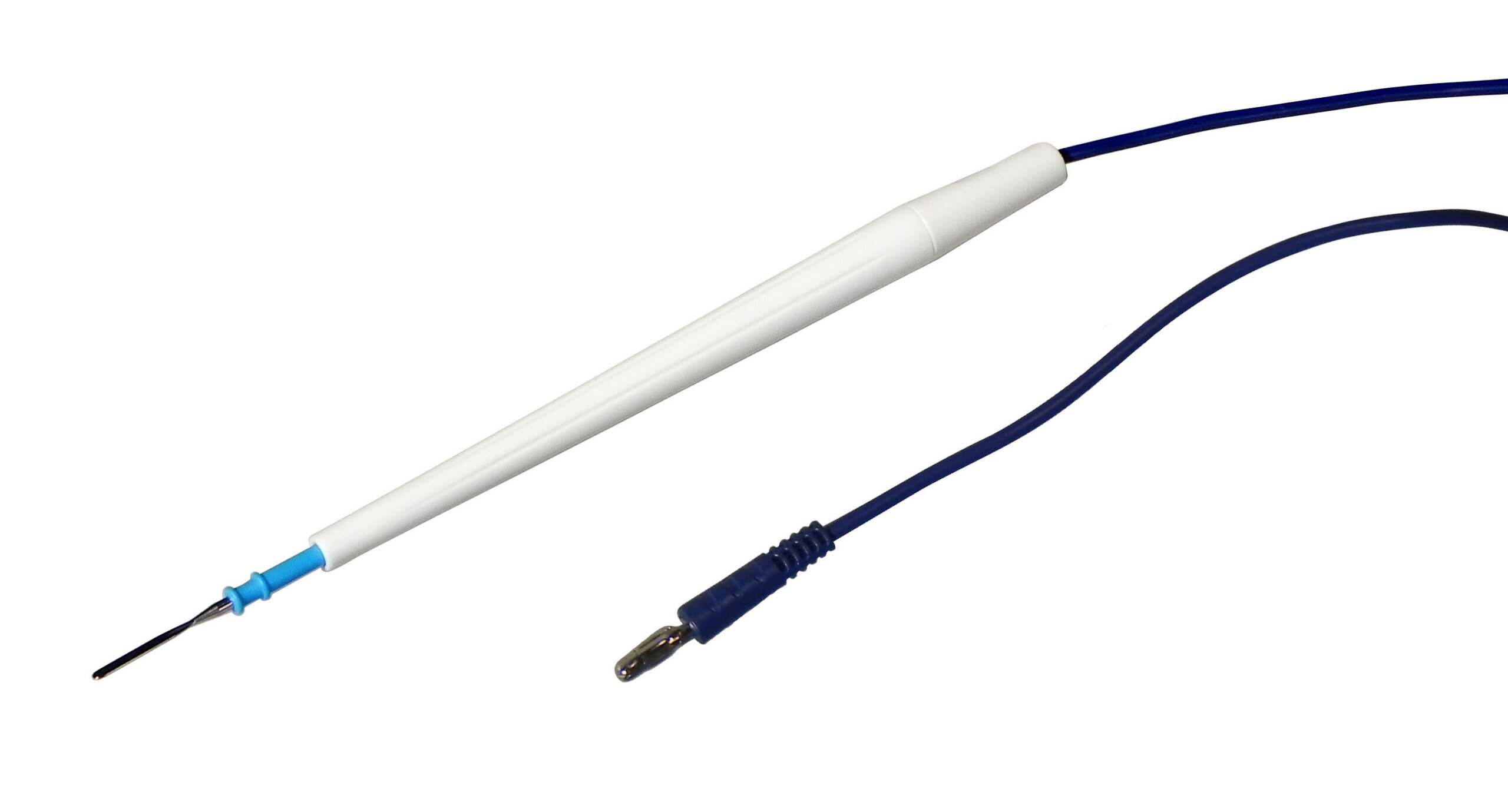 Penna per elettrobisturi a pedale, con elettrodo a lama e spina da 4 mm Penna per elettrobisturi a pedale, con elettrodo a lama e spina da 4 mm